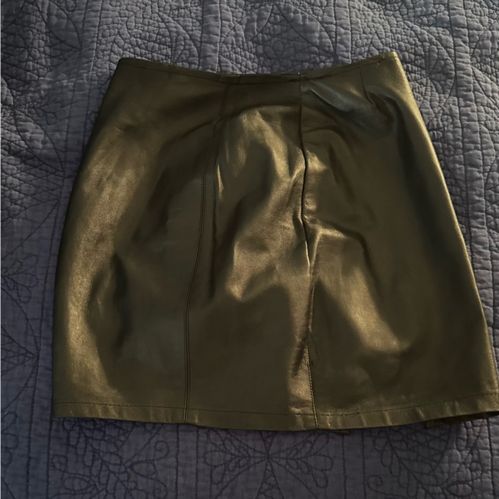 Black Genuine Leather Skirt